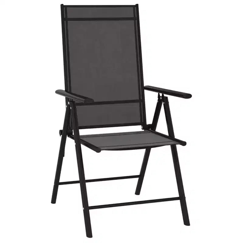 vidaXL Dining Set Black Aluminum 10 Piece Set Adjustable Footrests