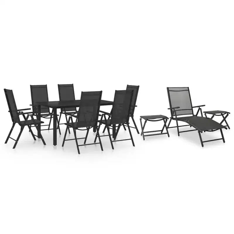 vidaXL Essgruppe Schwarz Aluminium 10-teiliges Set Verstellbare Fußstützen