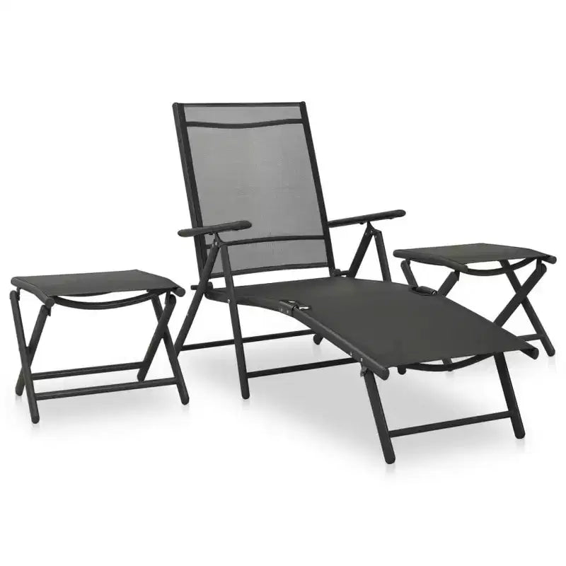 vidaXL Essgruppe Schwarz Aluminium 10-teiliges Set Verstellbare Fußstützen