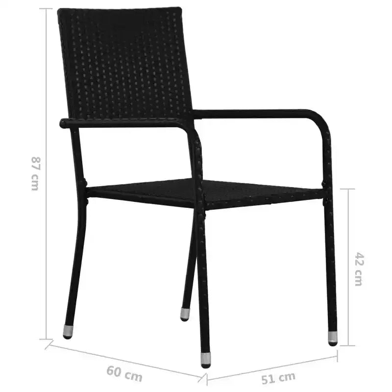 vidaXL Terrassen-Essgruppe Esstisch und Stühle Möbelset Polyrattan – Schwarz 4-teilig