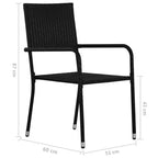 vidaXL Terrassen-Essgruppe Esstisch und Stühle Möbelset Polyrattan – Schwarz 4-teilig