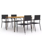 vidaXL Terrassen-Essgruppe Esstisch und Stühle Möbelset Polyrattan – Schwarz 4-teilig