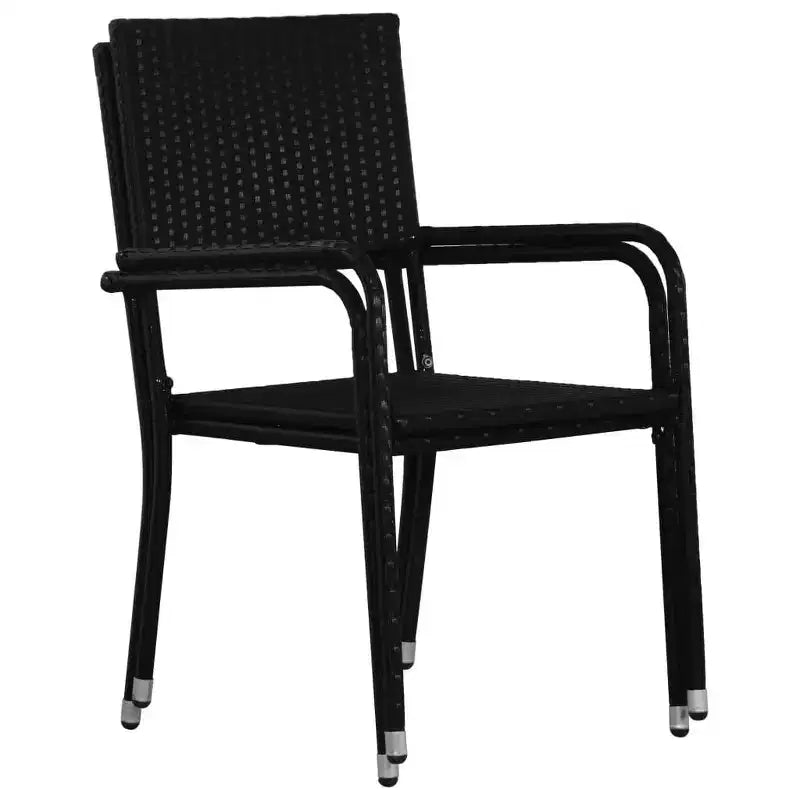 vidaXL Terrassen-Essgruppe Esstisch und Stühle Möbelset Polyrattan – Schwarz 4-teilig