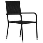 vidaXL Terrassen-Essgruppe Esstisch und Stühle Möbelset Polyrattan – Schwarz 4-teilig