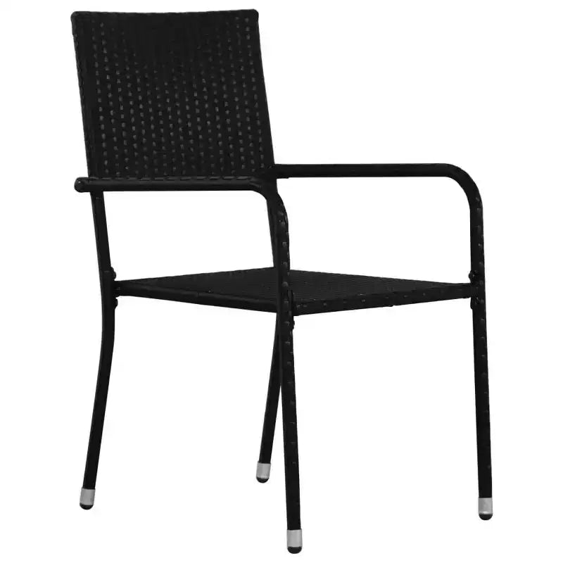 vidaXL Terrassen-Essgruppe Esstisch und Stühle Möbelset Polyrattan – Schwarz 4-teilig