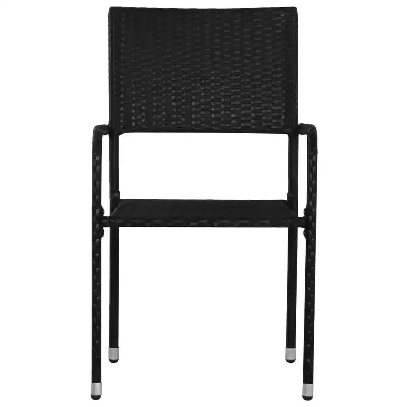 vidaXL Terrassen-Essgruppe Esstisch und Stühle Möbelset Polyrattan – Schwarz 4-teilig