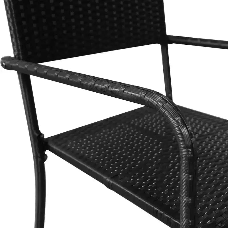vidaXL Terrassen-Essgruppe Esstisch und Stühle Möbelset Polyrattan – Schwarz 4-teilig