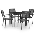 vidaXL Patio Dining Set Outdoor Table and Chair Conversation Set, Steel, Black, 5-Piece