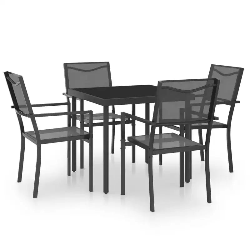 vidaXL Patio Dining Set Outdoor Table and Chair Conversation Set, Steel, Black, 5-Piece