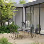 vidaXL Garten Essgruppe Tisch und Stühle Terrassenmöbel Set Stahl Dunkelgrau