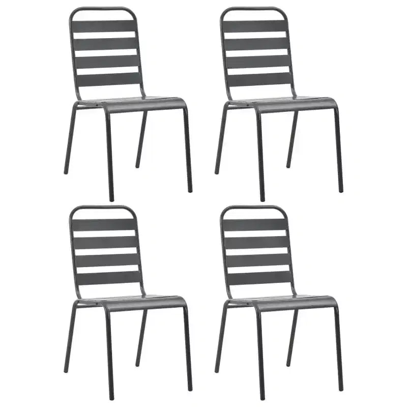 vidaXL Garten Essgruppe Tisch und Stühle Terrassenmöbel Set Stahl Dunkelgrau
