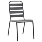 vidaXL Garten Essgruppe Tisch und Stühle Terrassenmöbel Set Stahl Dunkelgrau