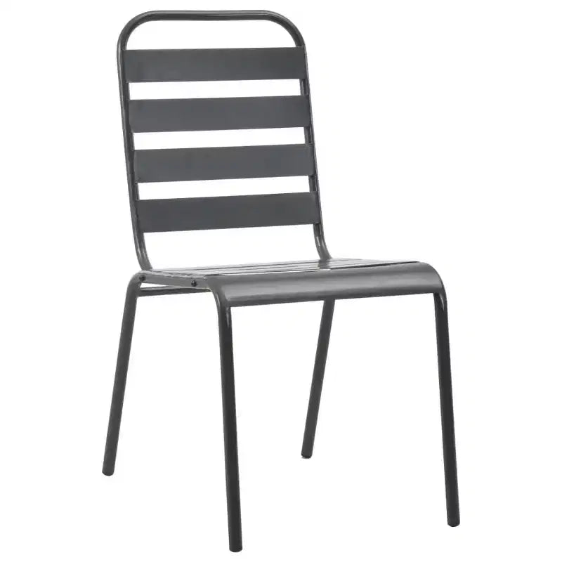 vidaXL Garten Essgruppe Tisch und Stühle Terrassenmöbel Set Stahl Dunkelgrau