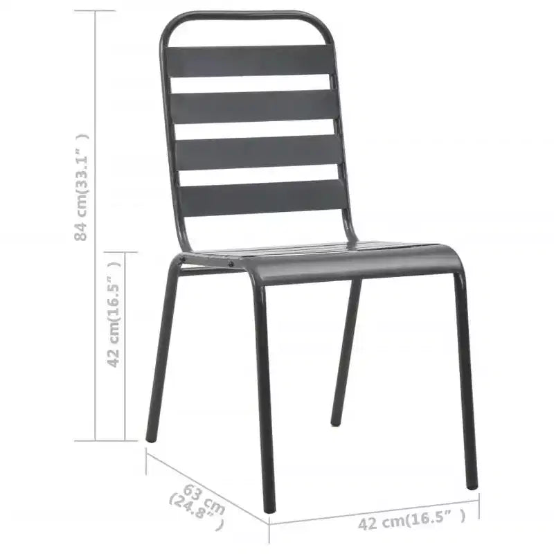 vidaXL Garten Essgruppe Tisch und Stühle Terrassenmöbel Set Stahl Dunkelgrau