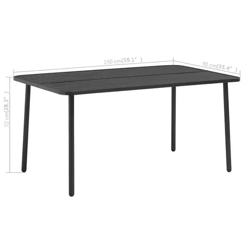 vidaXL Garten Essgruppe Tisch und Stühle Terrassenmöbel Set Stahl Dunkelgrau