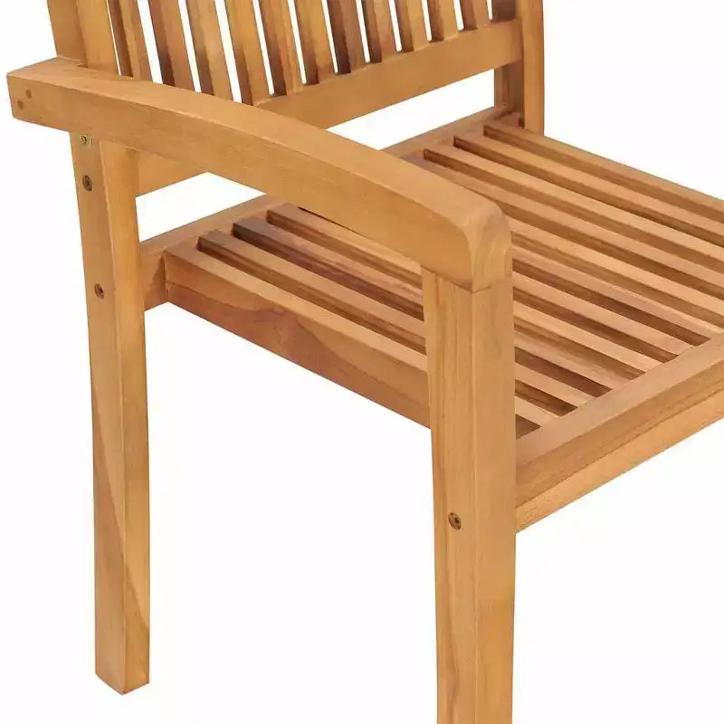 vidaXL Garten-Essgruppe Teakholz Natur Massives Teakholz Standard Stapelbar