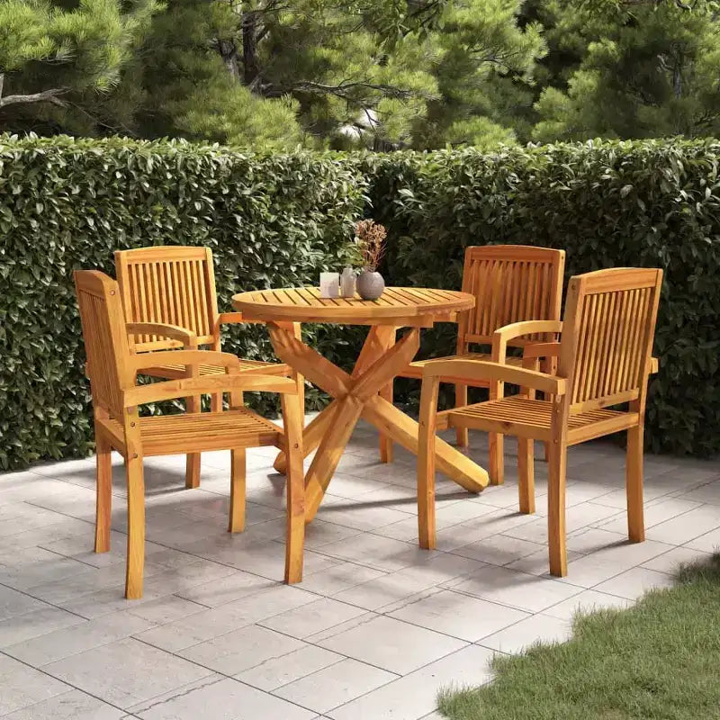 vidaXL Garten-Essgruppe Teakholz Natur Massives Teakholz Standard Stapelbar
