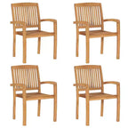 vidaXL Garten-Essgruppe Teakholz Natur Massives Teakholz Standard Stapelbar