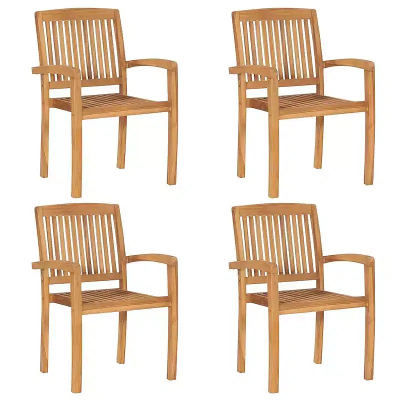 vidaXL Garten-Essgruppe Teakholz Natur Massives Teakholz Standard Stapelbar