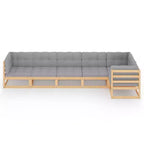 vidaXL Garten-Lounge-Set Kiefer, Grau Massivholz Kiefer, 100% Polyester Mittel