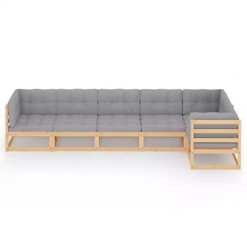 vidaXL Garten-Lounge-Set Kiefer, Grau Massivholz Kiefer, 100% Polyester Mittel
