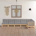 vidaXL Garten-Lounge-Set Kiefer, Grau Massivholz Kiefer, 100% Polyester Mittel