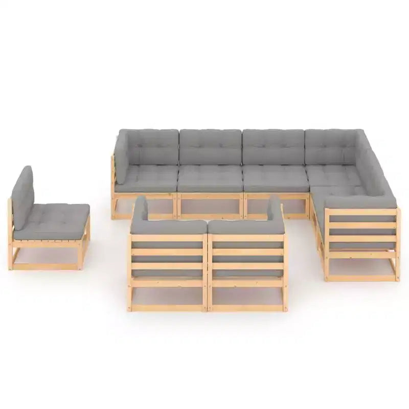 vidaXL Garten-Lounge-Set Naturholz Massives Kiefernholz Groß Modular