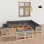 vidaXL Outdoor-Lounge-Set, Kiefer massiv und Polyester, Natur