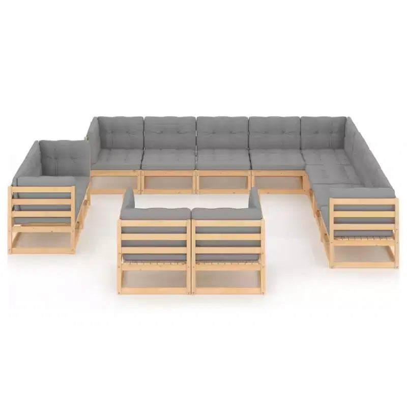vidaXL Outdoor-Lounge-Set, Kiefer massiv und Polyester, Natur