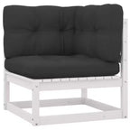 vidaXL Garten-Lounge-Set aus massivem Kiefernholz, weiß, rustikaler Charme, Gartenmöbel mit Kissen – 12-teiliges Set – stabil, langlebig – Retro-Stil