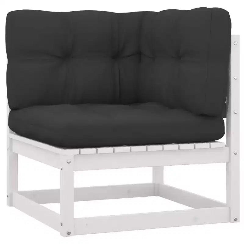 vidaXL Garten-Lounge-Set aus massivem Kiefernholz, weiß, rustikaler Charme, Gartenmöbel mit Kissen – 12-teiliges Set – stabil, langlebig – Retro-Stil