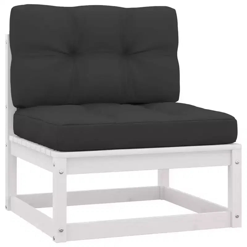 vidaXL Garten-Lounge-Set aus massivem Kiefernholz, weiß, rustikaler Charme, Gartenmöbel mit Kissen – 12-teiliges Set – stabil, langlebig – Retro-Stil