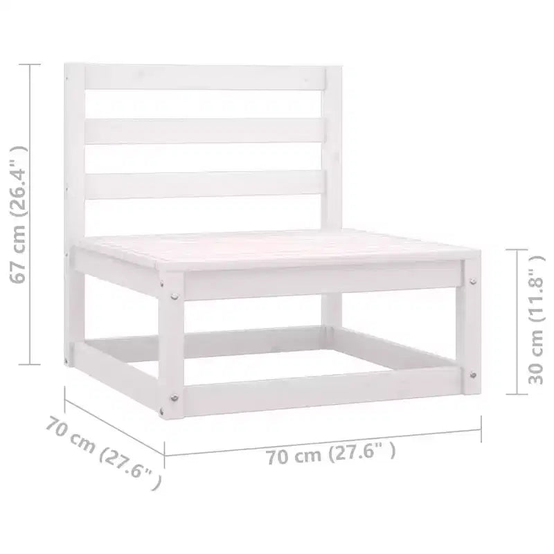 vidaXL Garten-Lounge-Set aus massivem Kiefernholz, weiß, rustikaler Charme, Gartenmöbel mit Kissen – 12-teiliges Set – stabil, langlebig – Retro-Stil