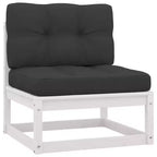 vidaXL 10-teiliges Lounge-Set im Retro-Stil aus massivem Kiefernholz in Weiß – mit bequemen Kissen für Terrasse/Veranda