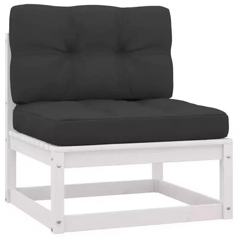 vidaXL 10-teiliges Lounge-Set im Retro-Stil aus massivem Kiefernholz in Weiß – mit bequemen Kissen für Terrasse/Veranda
