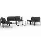 vidaXL Patio Lounge Set Outdoor Sectional Sofa Set Table Aluminum Anthracite
