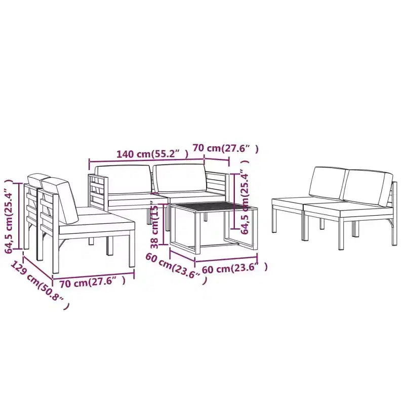 vidaXL Gartenlounge-Set Loungemöbel Outdoor Sofa Tisch Aluminium Anthrazit