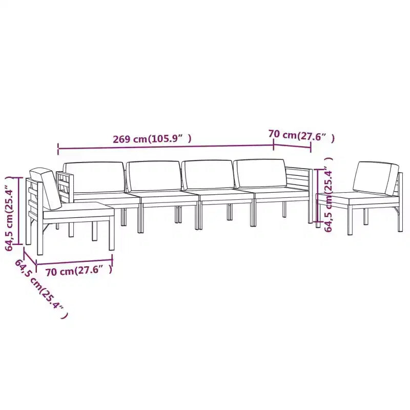 vidaXL Gartenlounge-Set Anthrazit Aluminium Modulares Gartenlounge-Set