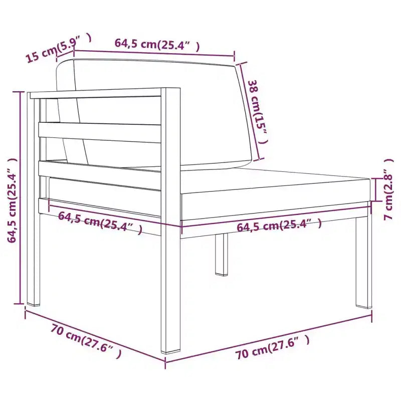 vidaXL Gartenlounge-Set Anthrazit Aluminium Modulares Gartenlounge-Set