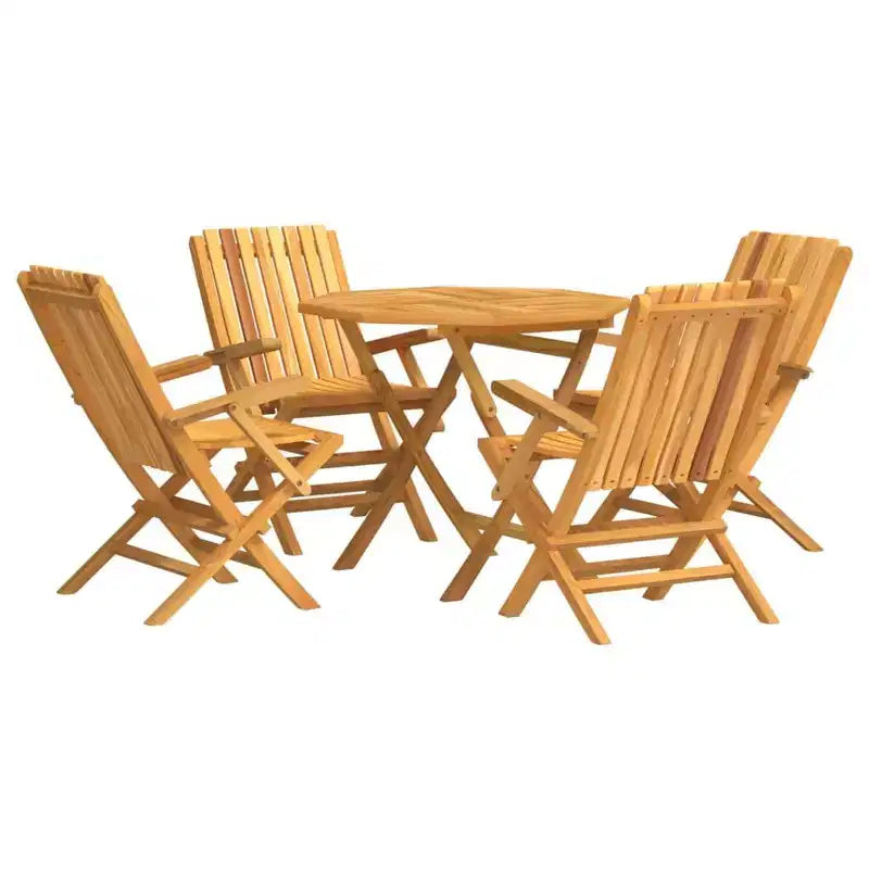 vidaXL Garden Dining Set Natural Wooden Color Solid Teak Wood Medium