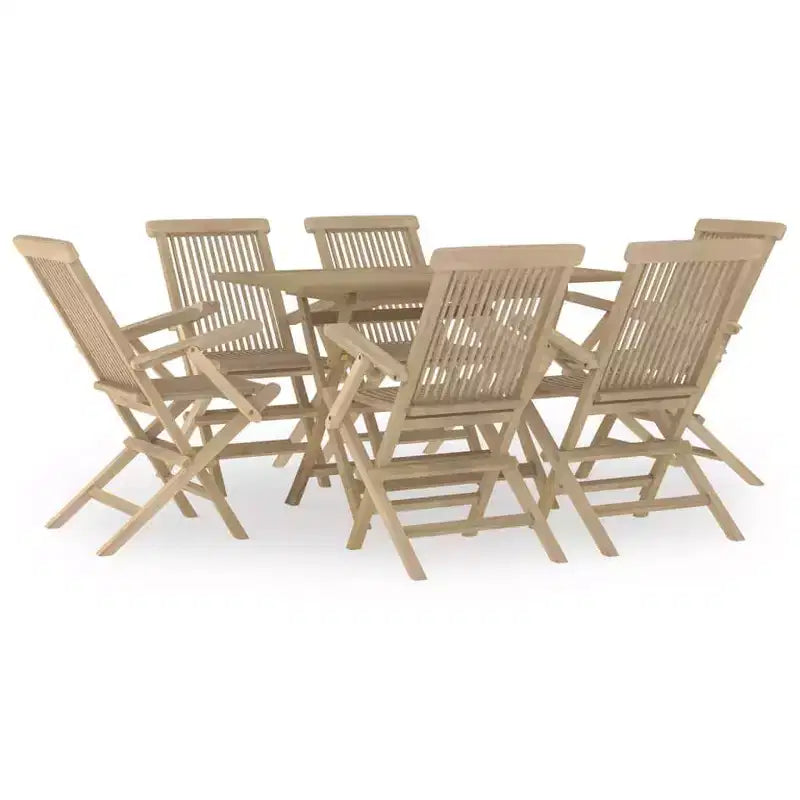 vidaXL Patio Dining Set Outdoor Furniture Set for Garden Gray Solid Wood Teak