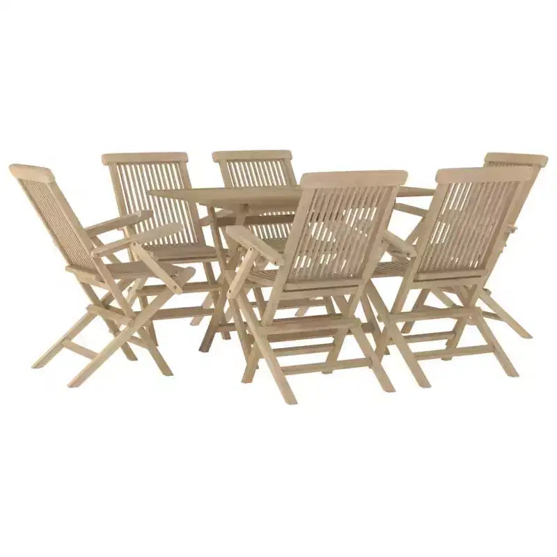 vidaXL Garten-Essgruppe Outdoor-Möbelset für den Garten Grau Massivholz Teak