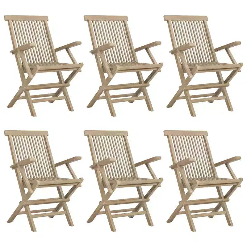 vidaXL Garten-Essgruppe Outdoor-Möbelset für den Garten Grau Massivholz Teak