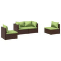 vidaXL Garden Lounge Set Brown with Green Cushions