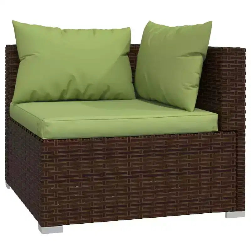 vidaXL Garten-Lounge-Set Braun mit grünen Kissen