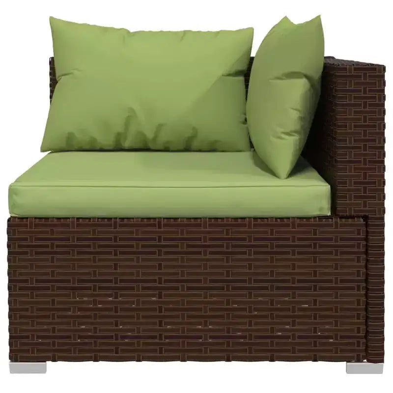 vidaXL Garten-Lounge-Set Braun mit grünen Kissen