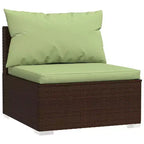 vidaXL Garten-Lounge-Set Braun mit grünen Kissen