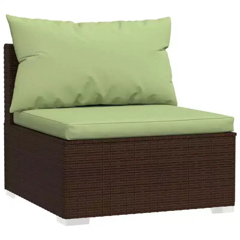 vidaXL Garten-Lounge-Set Braun mit grünen Kissen