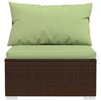 vidaXL Garten-Lounge-Set Braun mit grünen Kissen