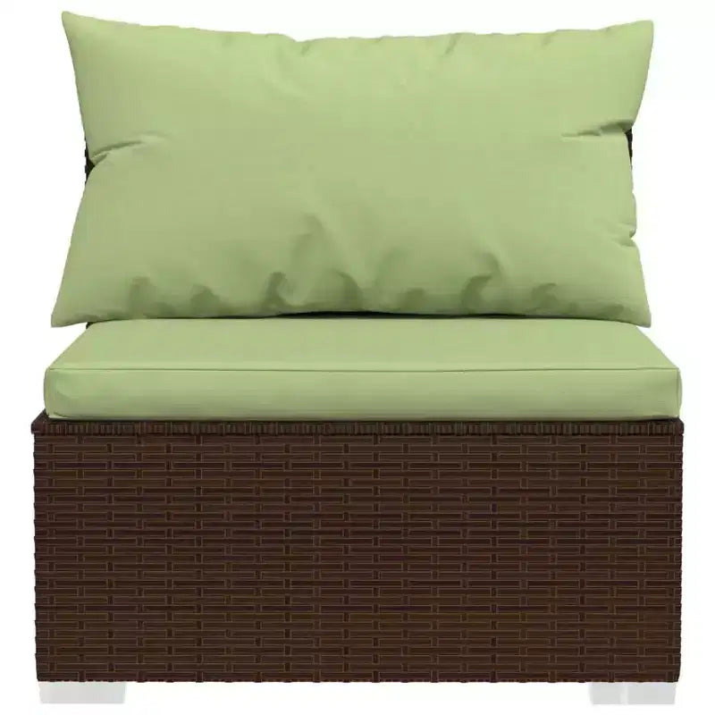 vidaXL Garten-Lounge-Set Braun mit grünen Kissen